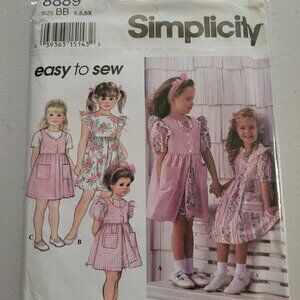 Simplicity 8889 Cute Girls Dresses Easy to Sew Sizes 5-6-6X
